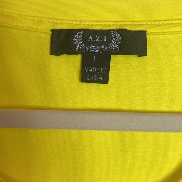 AZI Women's Yellow Top Flower Beaded Embroidered Design Short Sleeve Size L NEW - Picture 6 of 11